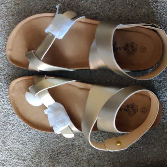 Metallic Cork-soled Sandal with Ankle Strap - Picture 3 of 4